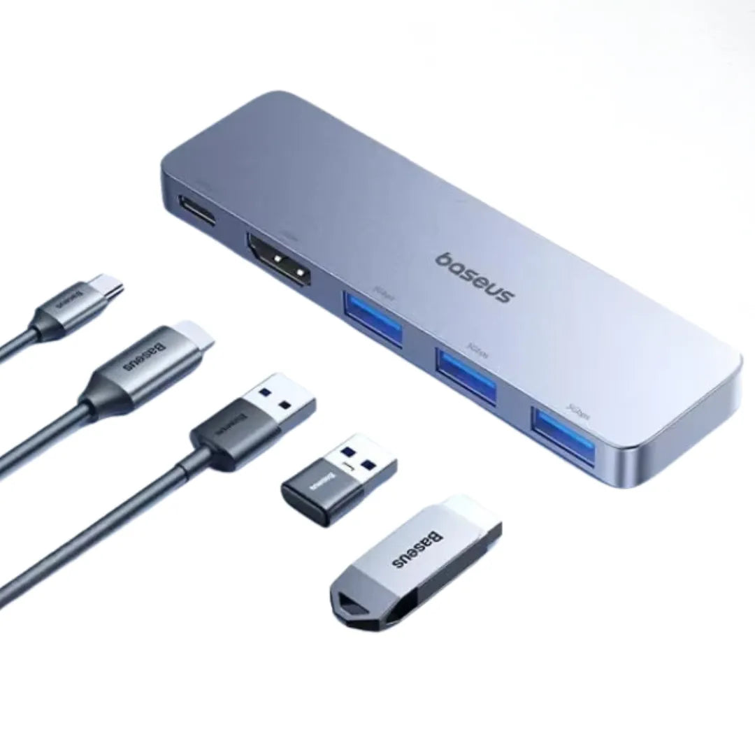 Adaptador USB-C Baseus 9 em 1 com HDMI 4K, Thunderbolt 3 e 3x USB 3.0 | Innova Fácil