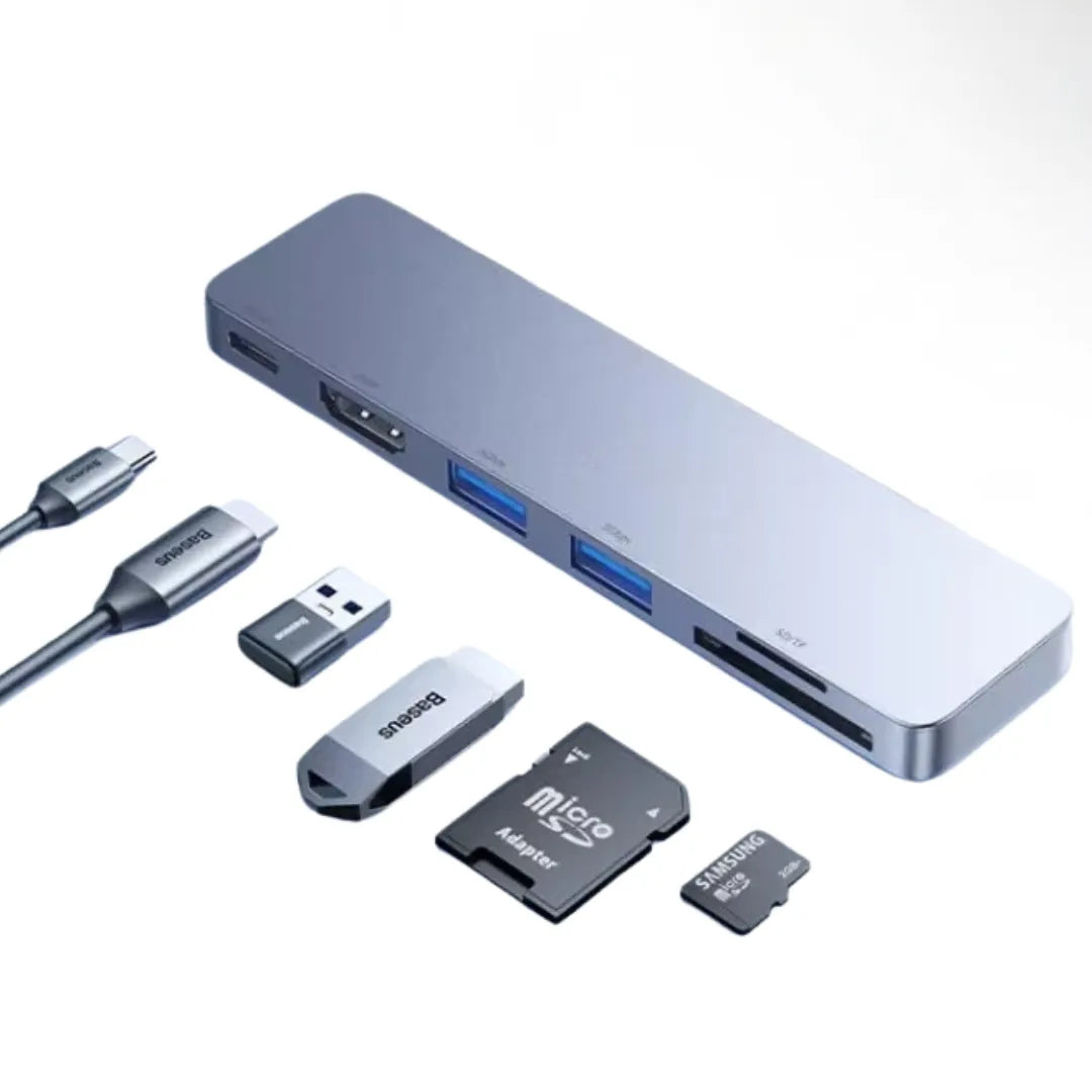 Adaptador USB-C Baseus 9 em 1 com HDMI 4K, Thunderbolt 3 e 3x USB 3.0 | Innova Fácil