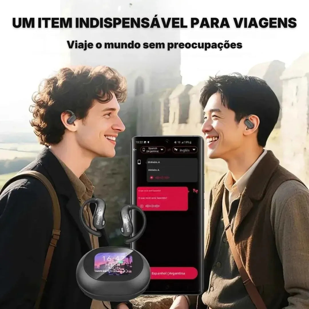Fone Miniso MS188 Tradutor Bluetooth com Tela Touch e IA – Tradução em Tempo Real e Conectividade Avançada | Innova Fácil