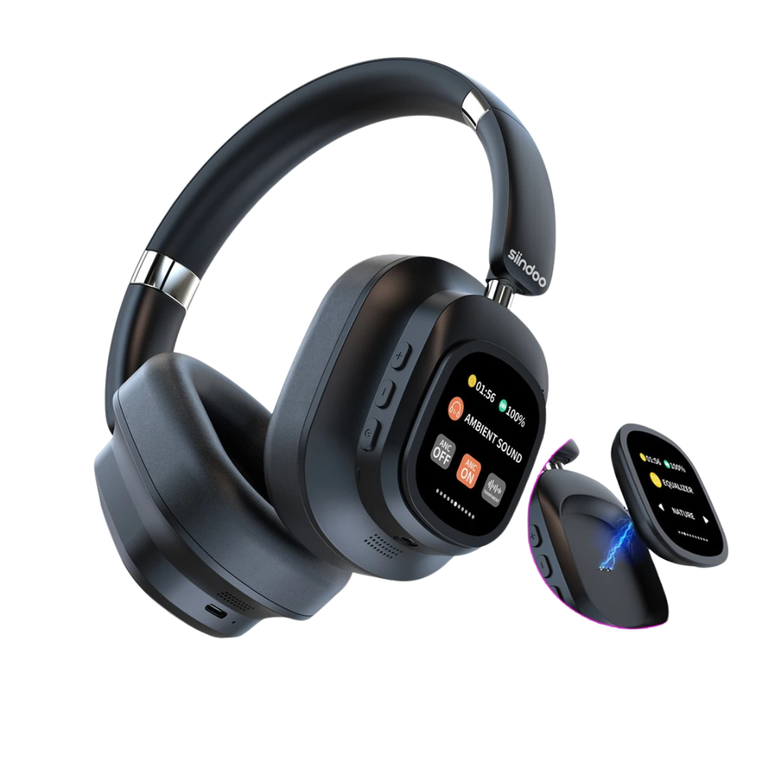 Headset Bluetooth Siindoo com Cancelamento de Ruído Ativo e Tela LED Touch | Innova Fácil