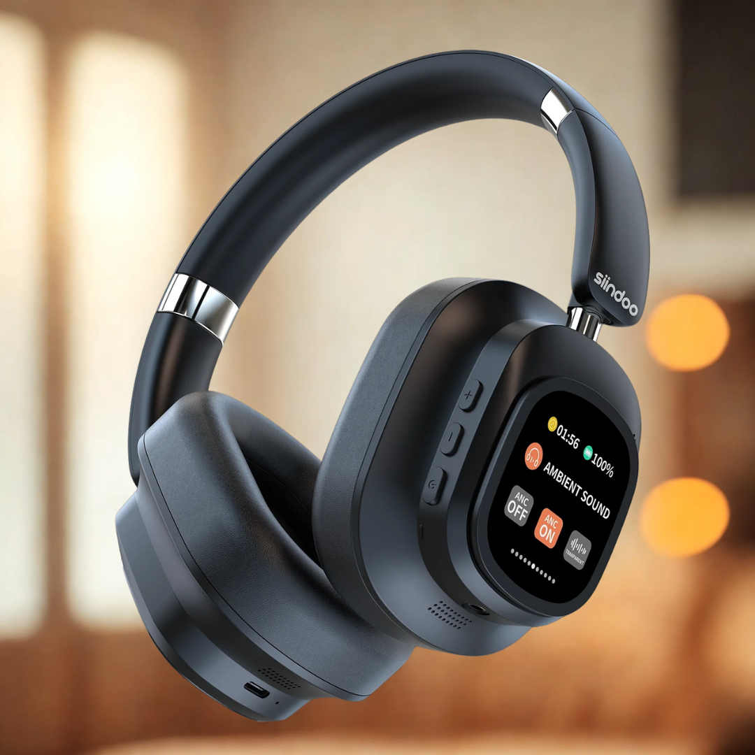 Headset Bluetooth Siindoo com Cancelamento de Ruído Ativo e Tela LED Touch | Innova Fácil