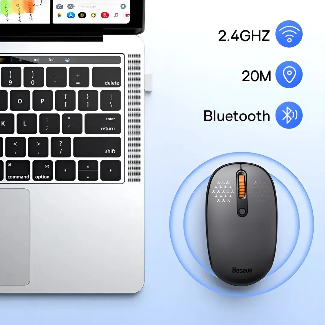 Mouse Sem Fio Ergonômico 3 em 1 Baseus FlowSwitch Bluetooth | Innova Fácil