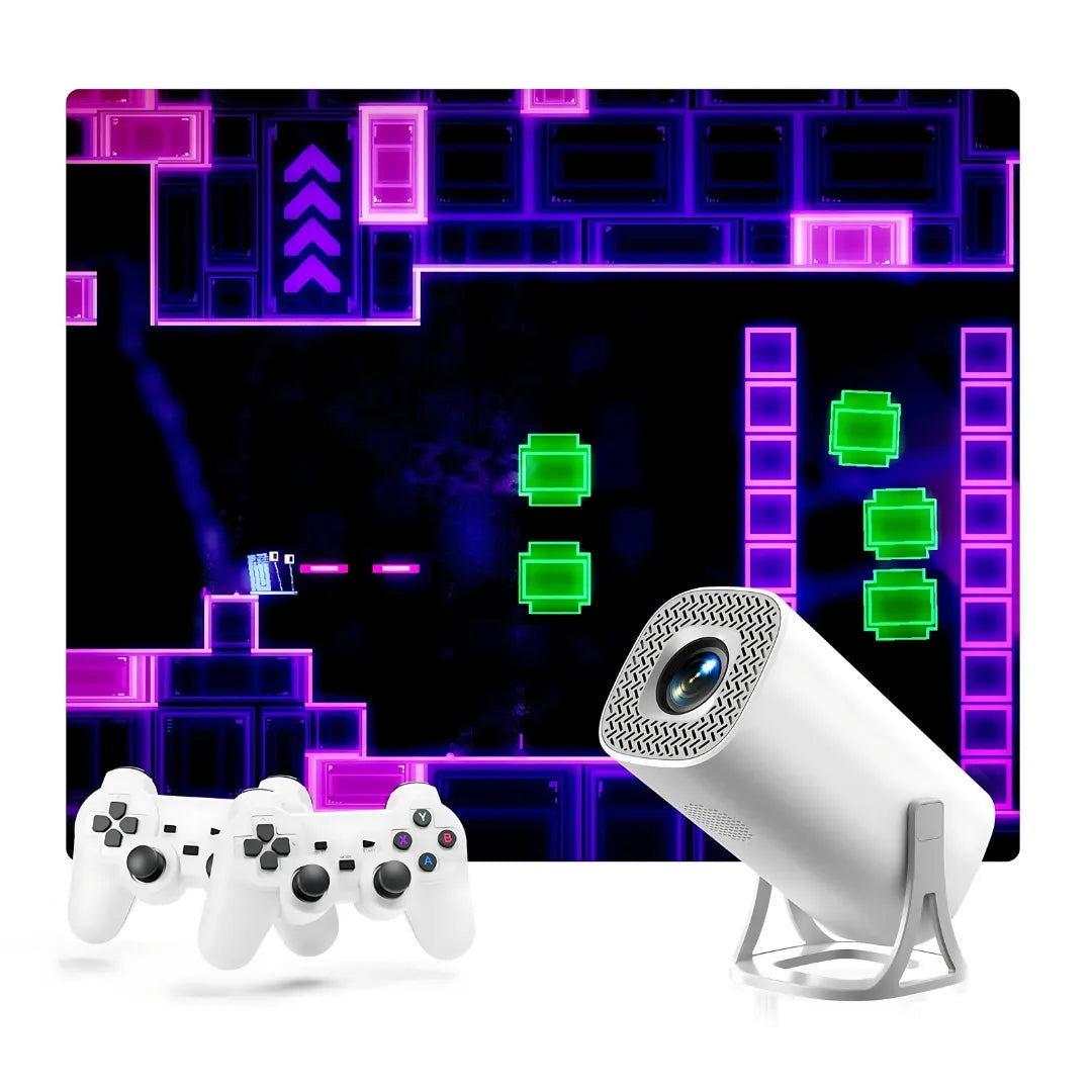 Projetor Android 11 com Controle Sem Fio, Imagem 4K e Cartão 64GB com Jogos | Innova Fácil