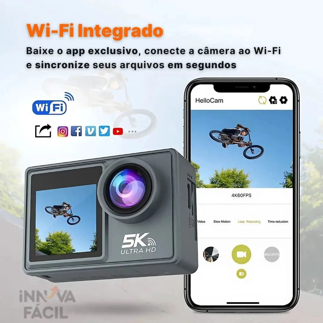 Câmera GoAction 5K 2.0 para Esportes Radicais | Innova Fácil