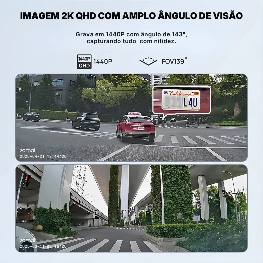 Câmera Veicular 70mai Dash Cam M310 Plus 2K com Visão Noturna | Innova Fácil