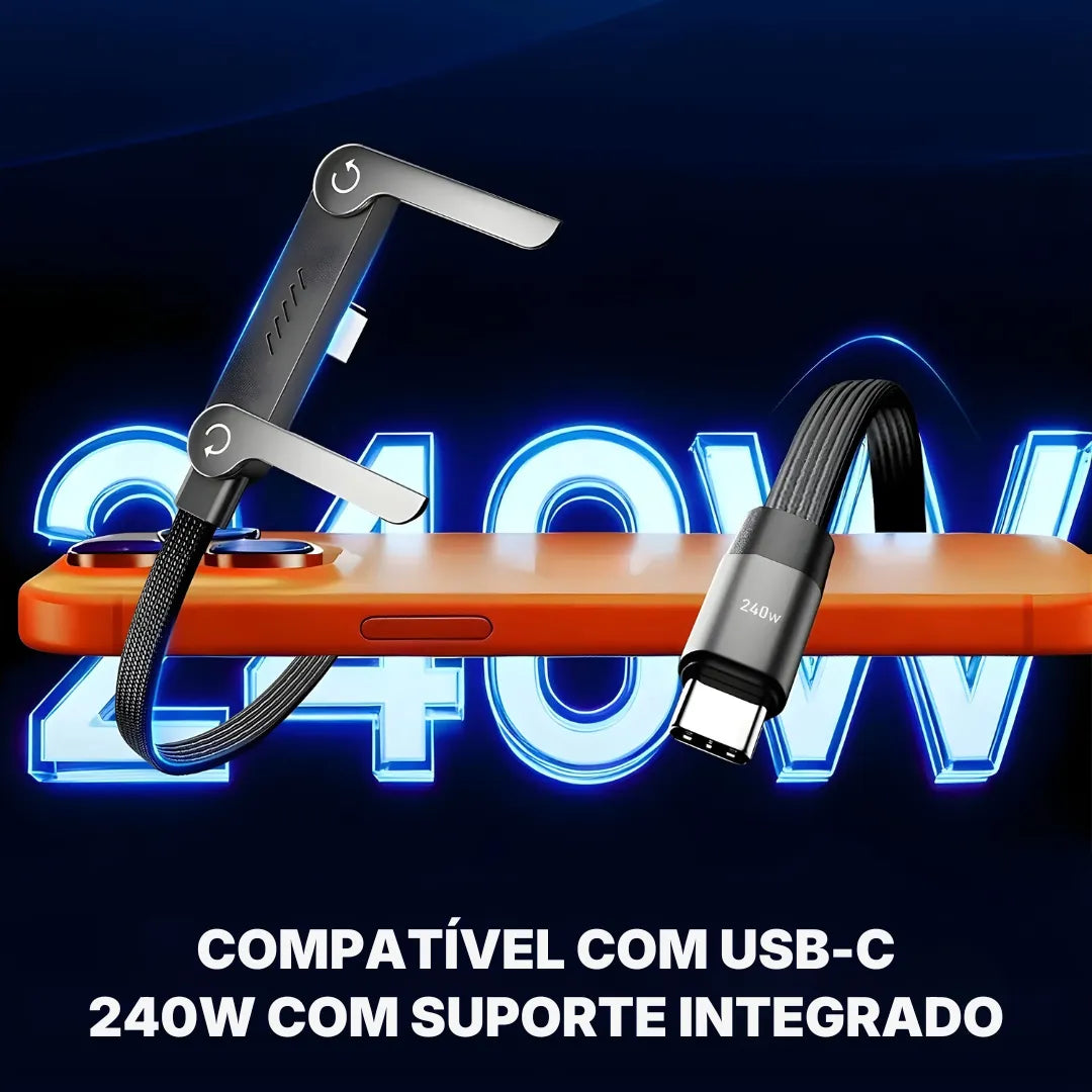 Cabo De Carregamento 240W Dobrável Com Suporte Integrado E Conector 90° | Innova Fácil