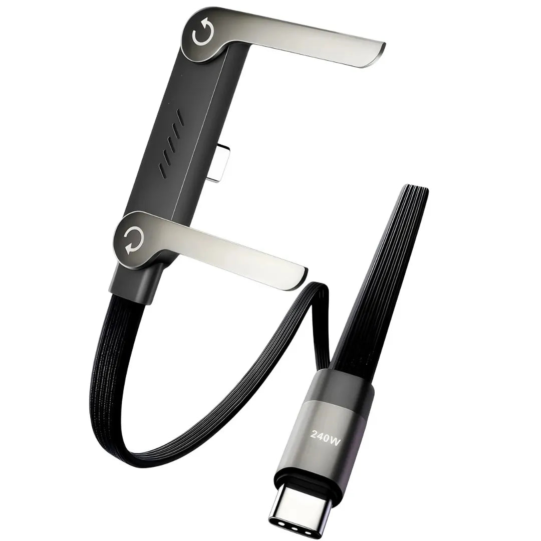 Cabo De Carregamento 240W Dobrável Com Suporte Integrado E Conector 90° | Innova Fácil