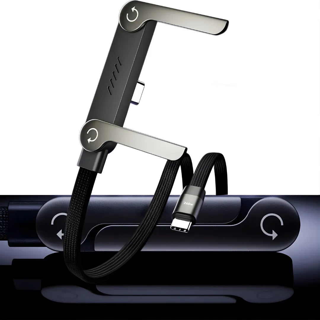 Cabo De Carregamento 240W Dobrável Com Suporte Integrado E Conector 90° | Innova Fácil