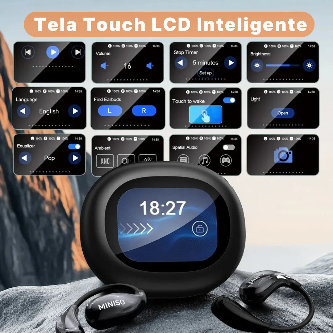 Fone Bluetooth Miniso MS189 Com Tradução AI E Tela Touch Colorida | Innova Fácil