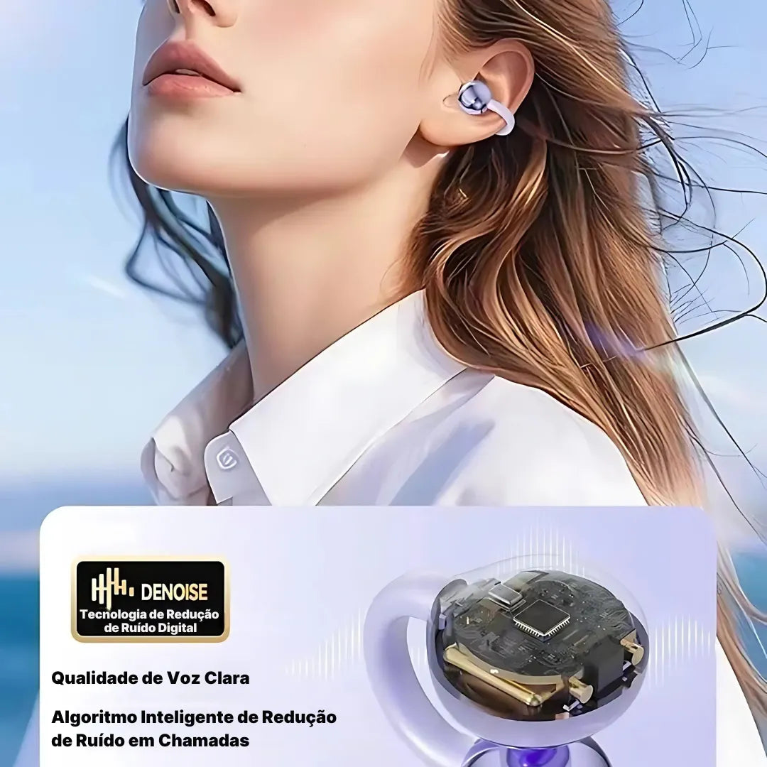 Fone Bluetooth FreeClips Open Ear Confortável e Moderno | Innova Fácil