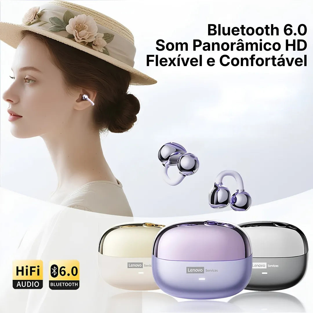 Fone Bluetooth Lenovo LE302 OWS Open Ear Sem Fio Bluetooth 6.0 | Innova Fácil