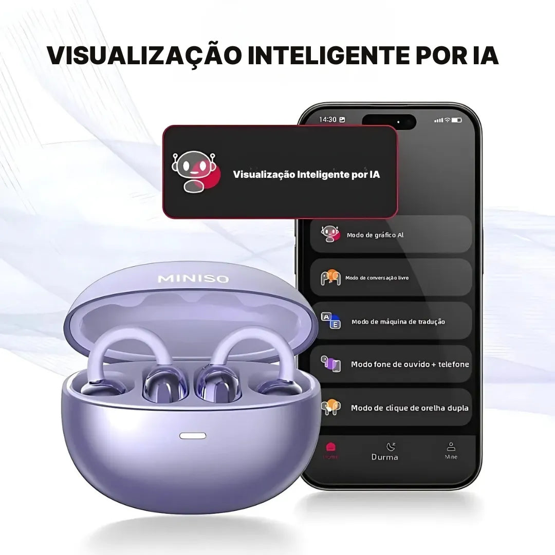 Fone Bluetooth Miniso MS198 Com Tradutor AI + Case Organizadora | Innova Fácil