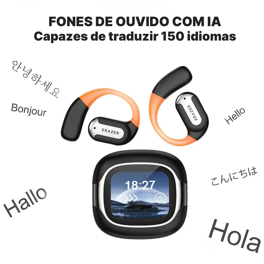 Fone Bluetooth Tradutor ERAZER XF32 Com I.A, Gancho Esportivo e Som OWS | Innova Fácil