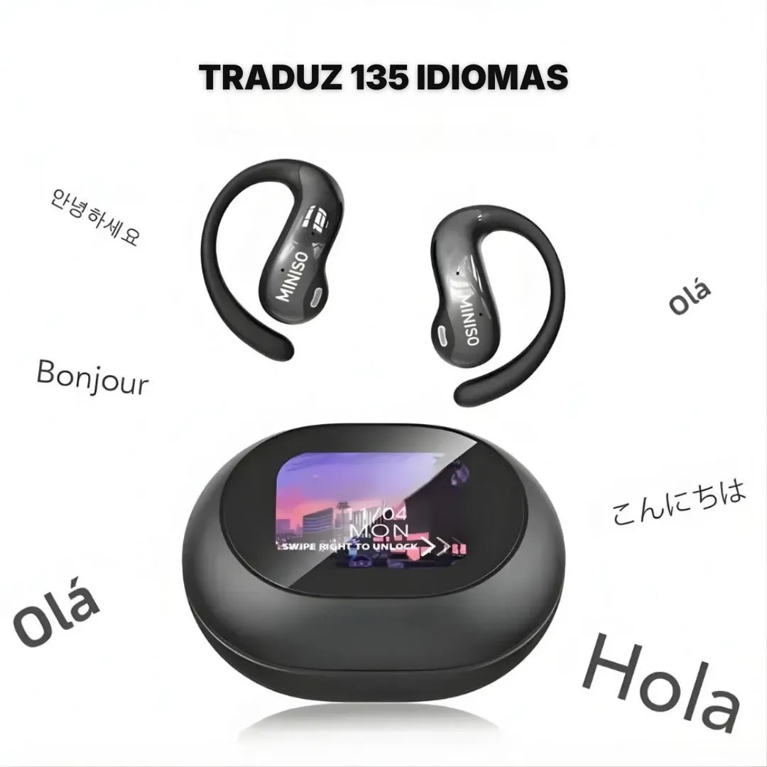 Fone Miniso MS188 Tradutor Bluetooth com Tela Touch e IA  – Tradução em Tempo Real e Conectividade Avançada | Innova Fácil