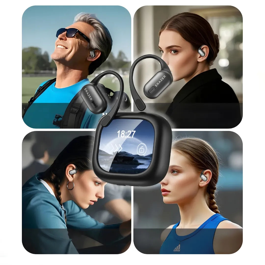 Fone Tradutor AI ERAZER XF38 Open-Ear Bluetooth 5.4 Com Tela Touch | Innova Fácil