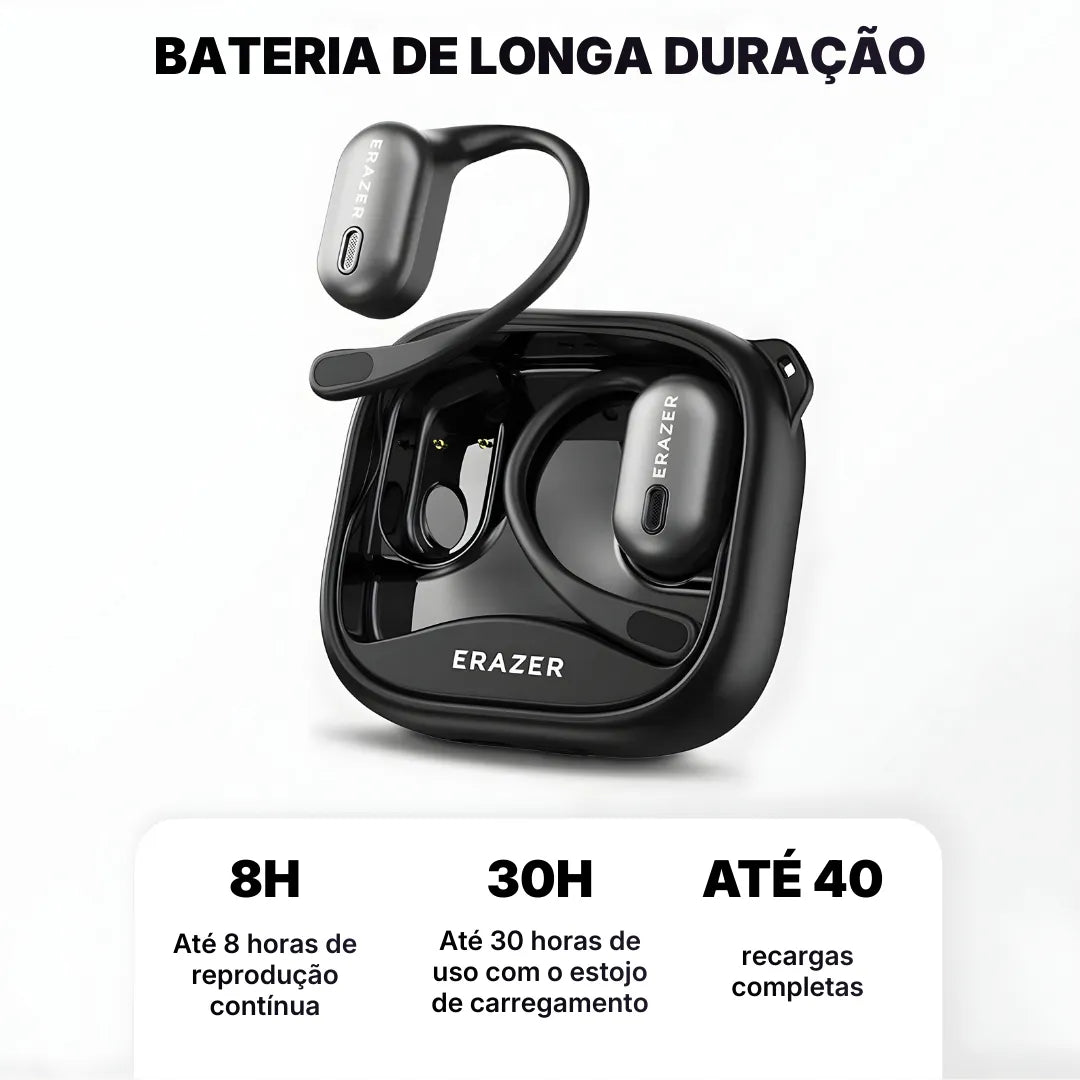 Fone Tradutor AI ERAZER XF38 Open-Ear Bluetooth 5.4 Com Tela Touch | Innova Fácil