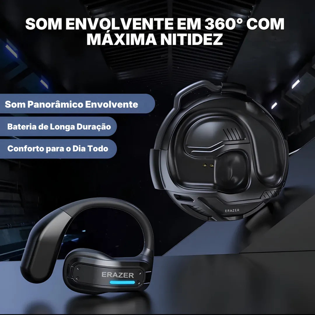 Fone Tradutor Bluetooth ERAZER X8 IA Open Ear com Tradução em Tempo Real e Bluetooth 5.4 | Innova Fácil