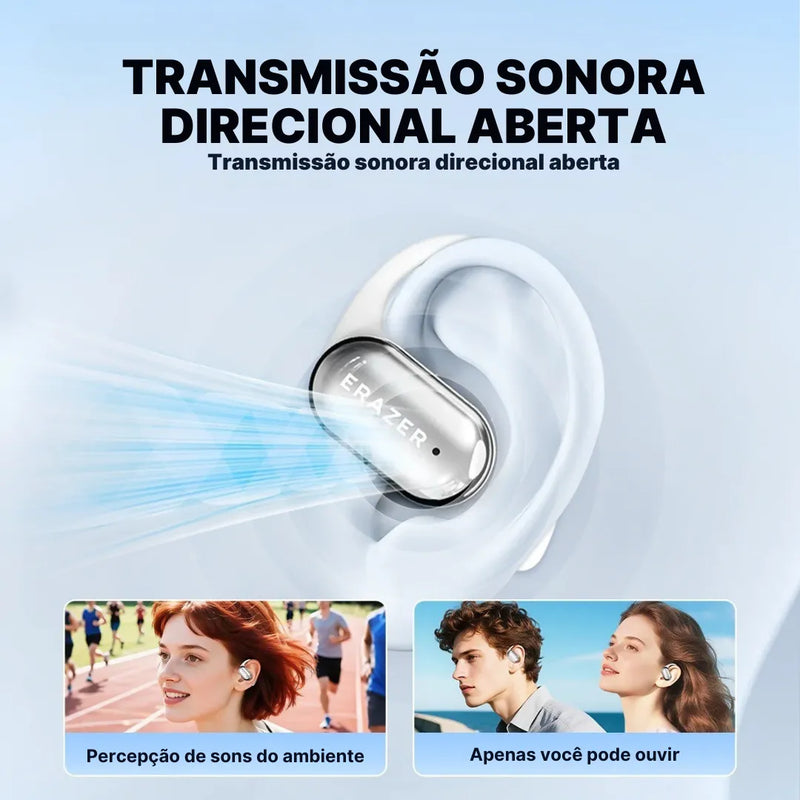 Fone Tradutor Bluetooth Erazer XF56 Open-Ear OWS, Som Envolvente e AI Translator | Innova Fácil
