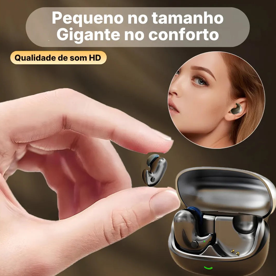 Fone de Ouvido Bluetooth MD558 Mini Invisível para Dormir com Display LED | Innova Fácil