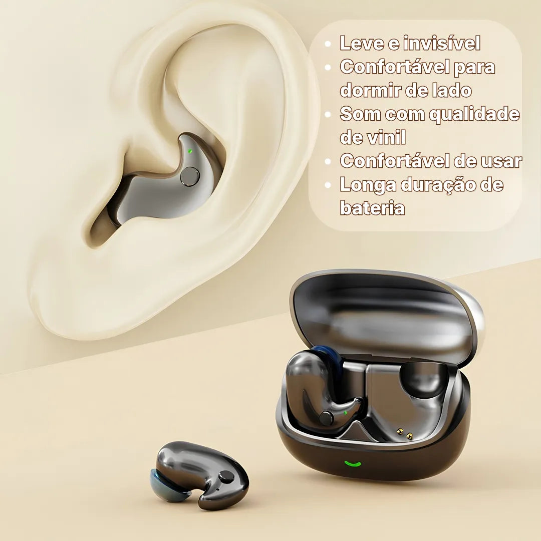 Fone de Ouvido Bluetooth MD558 Mini Invisível para Dormir com Display LED | Innova Fácil