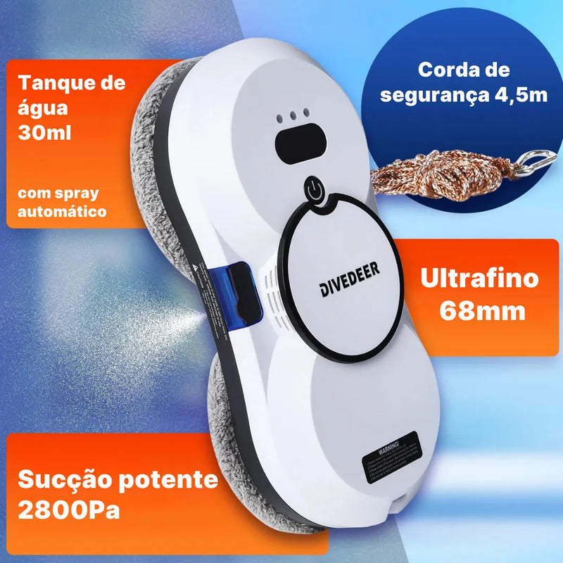 Limpador de Vidros Elétrico DIVEDEER 2800Pa e Controle Remoto | Innova Fácil