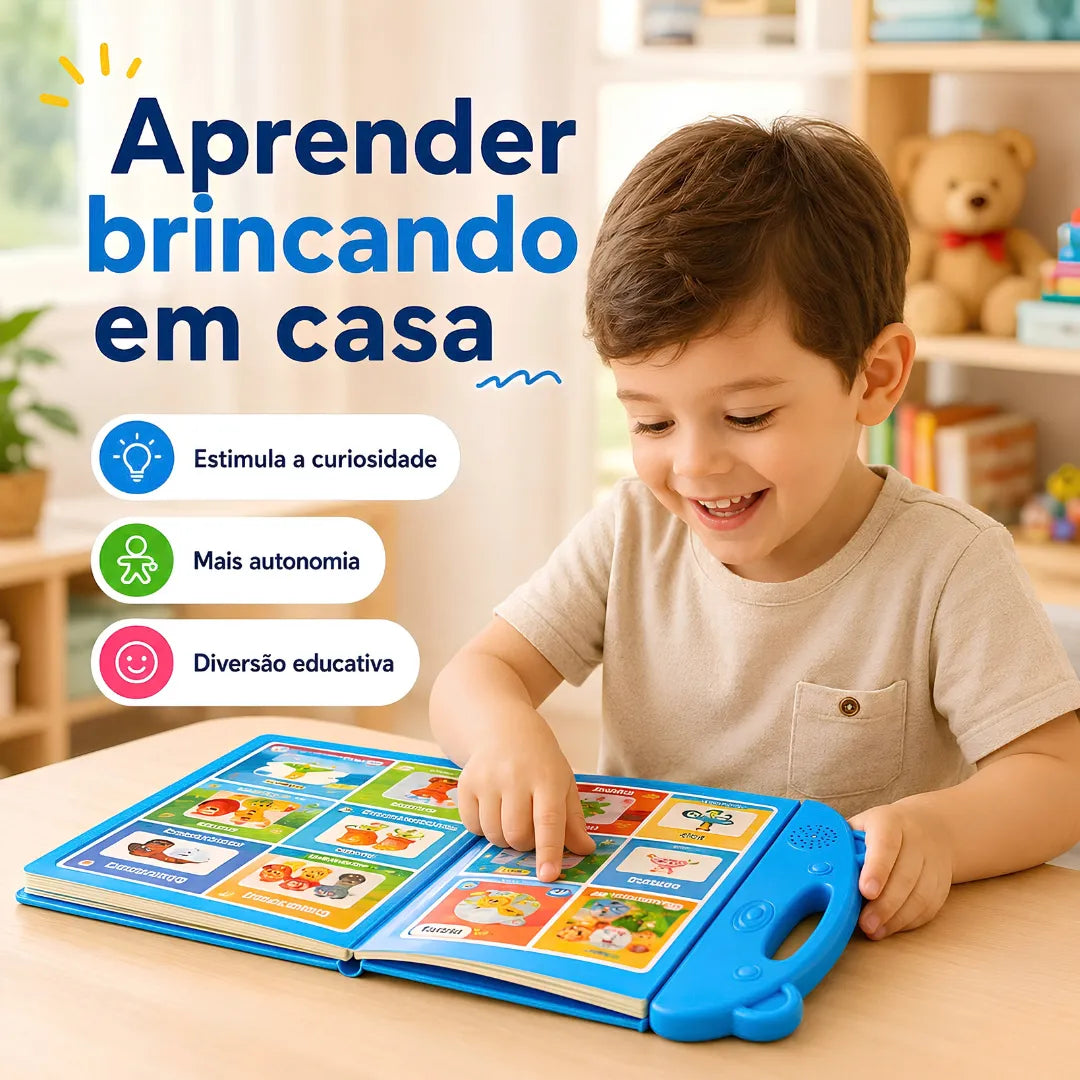 Livro Infantil Bilíngue Português e Inglês Interativo com Som e Toque Inteligente | Innova Fácil