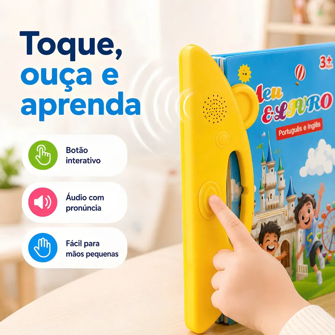 Livro Infantil Bilíngue Português e Inglês Interativo com Som e Toque Inteligente | Innova Fácil