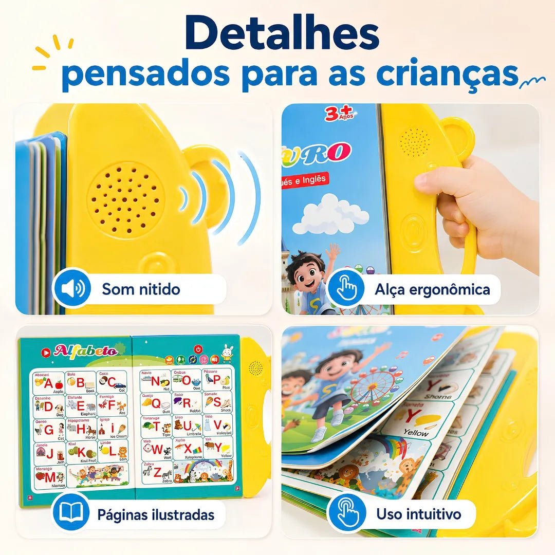 Livro Infantil Bilíngue Português e Inglês Interativo com Som e Toque Inteligente | Innova Fácil