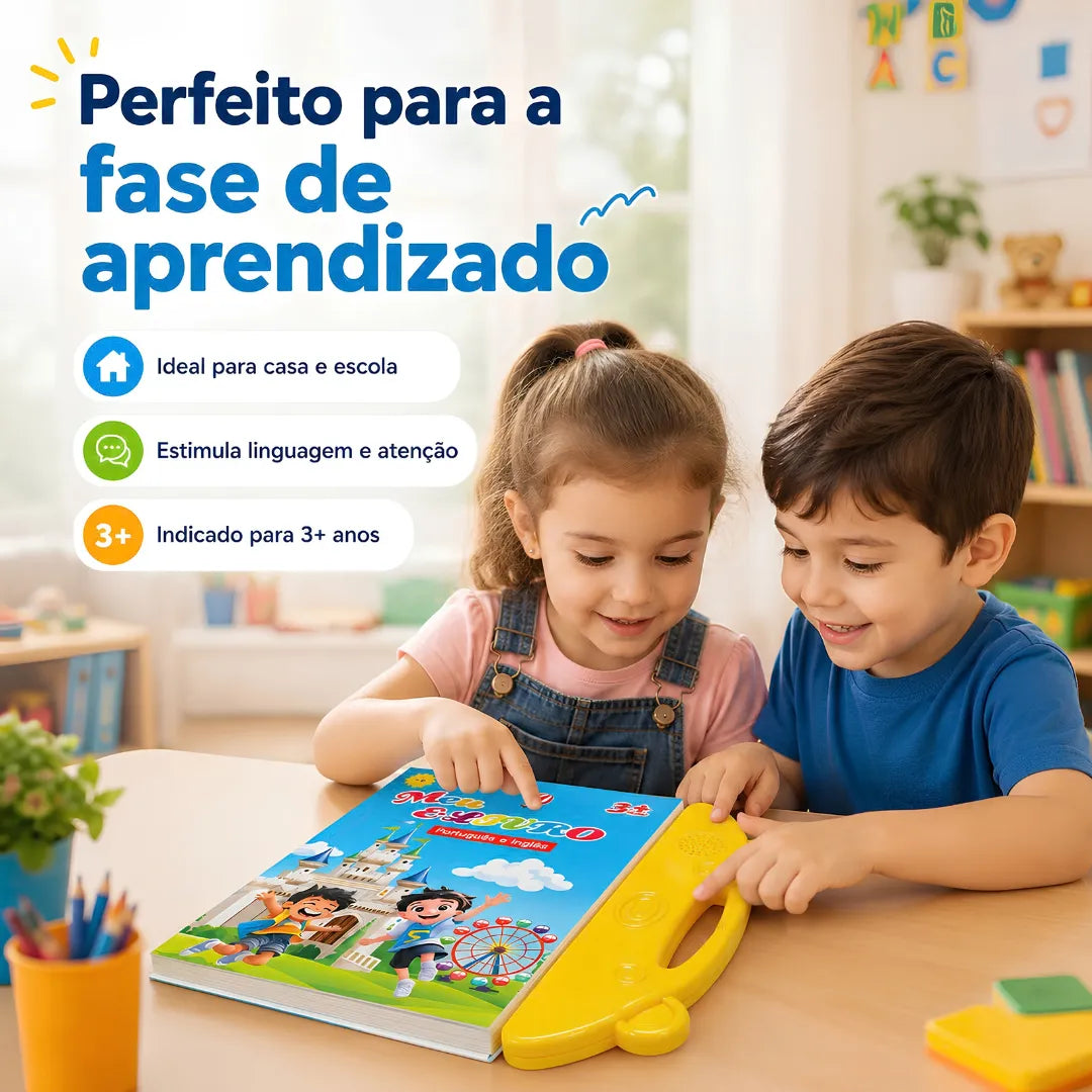 Livro Infantil Bilíngue Português e Inglês Interativo com Som e Toque Inteligente | Innova Fácil