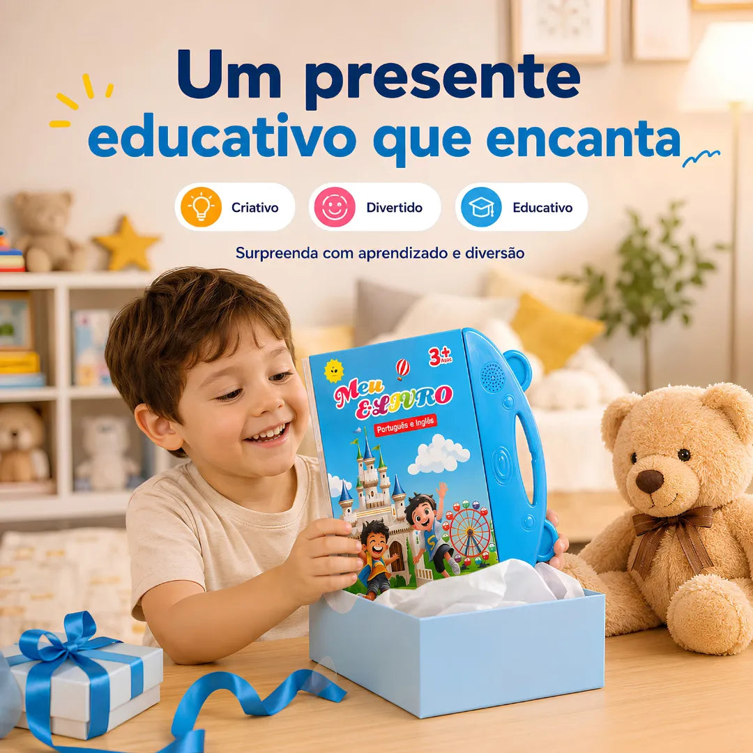Livro Infantil Bilíngue Português e Inglês Interativo com Som e Toque Inteligente | Innova Fácil