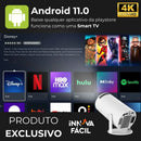 Mini Projetor Portátil 4K com AndroidTV e Espelhamento | Innova Fácil