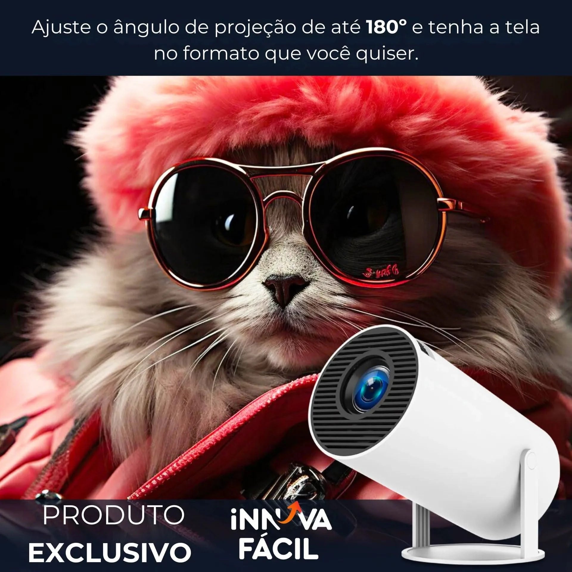 Mini Projetor Portátil 4K com AndroidTV e Espelhamento | Innova Fácil