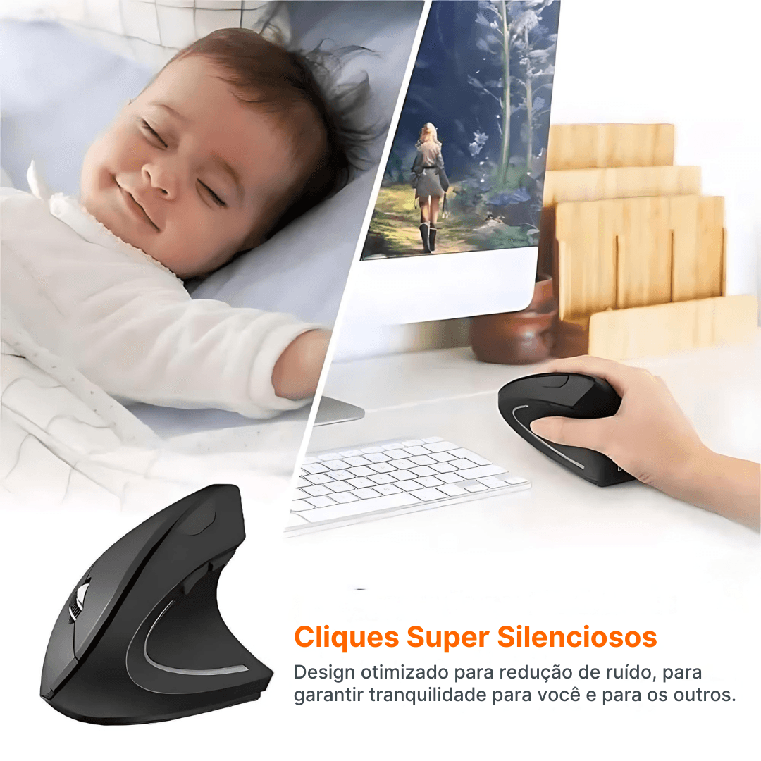Mouse Ergonômico Sem Fio ErgoWave Pro Com Conexão 2.4GHz e Bluetooth | Innova Fácil