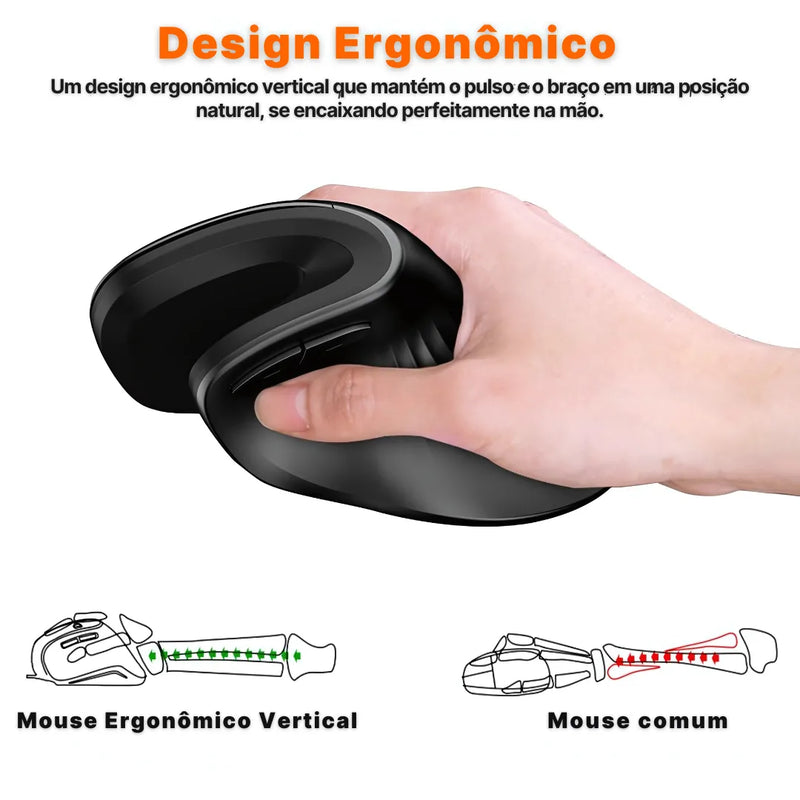 Mouse Ergonômico Vertical Sem Fio HandEase| Innova Fácil