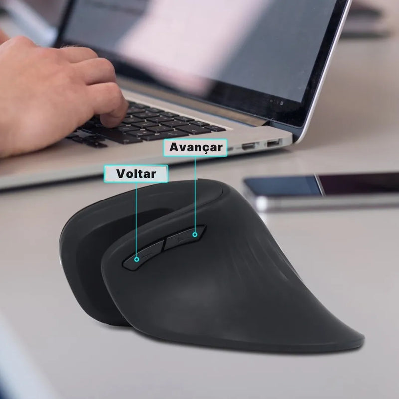 Mouse Ergonômico Vertical Sem Fio HandEase| Innova Fácil