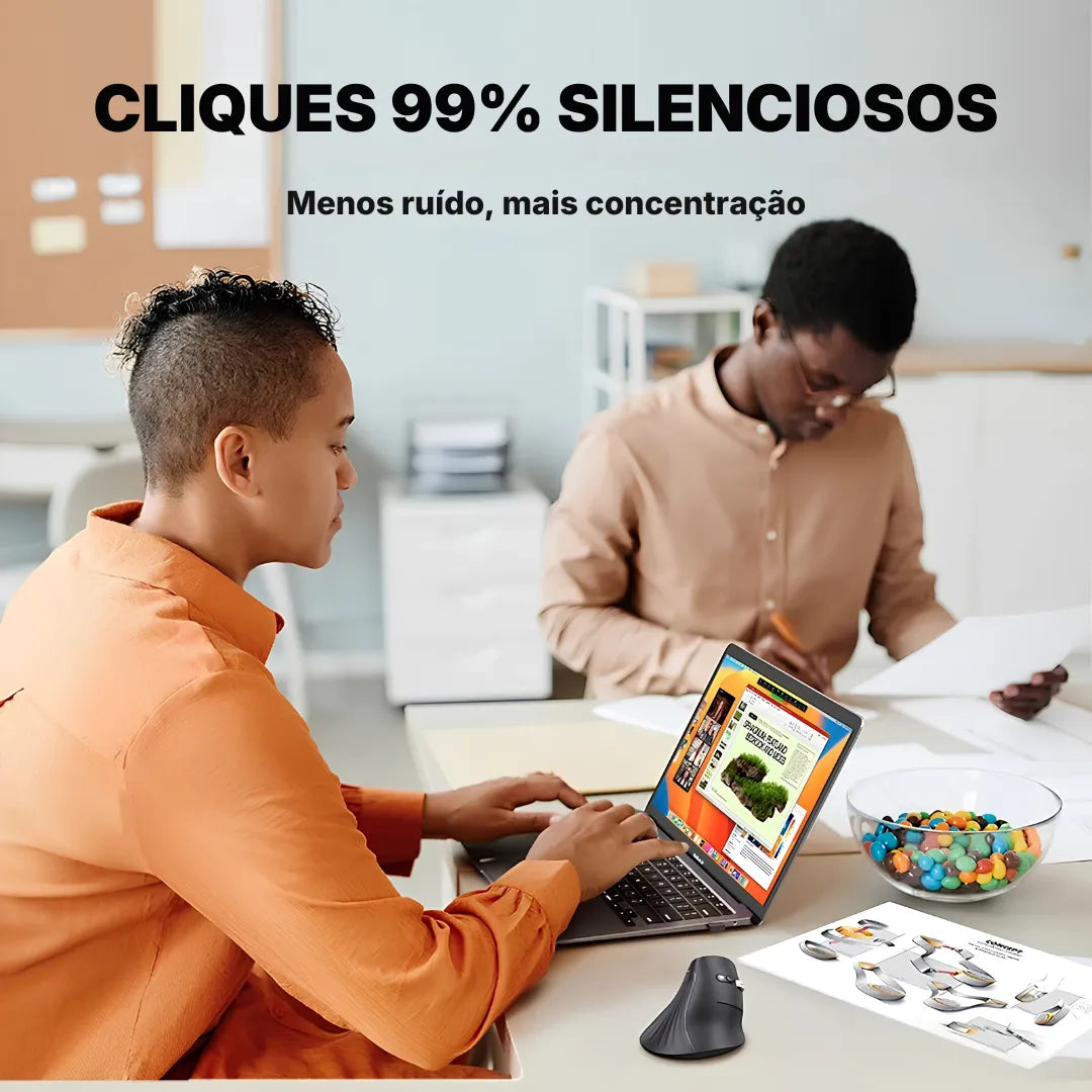 Mouse Vertical Ergonômico UGREEN Sem Fio com Bluetooth 5.0 e DPI Ajustável Até 4000 | Innova Fácil