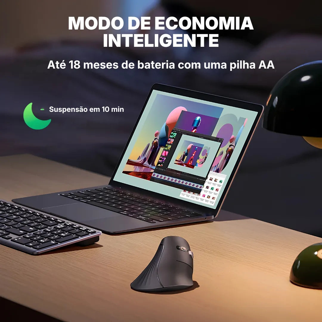 Mouse Vertical Ergonômico UGREEN Sem Fio com Bluetooth 5.0 e DPI Ajustável Até 4000 | Innova Fácil
