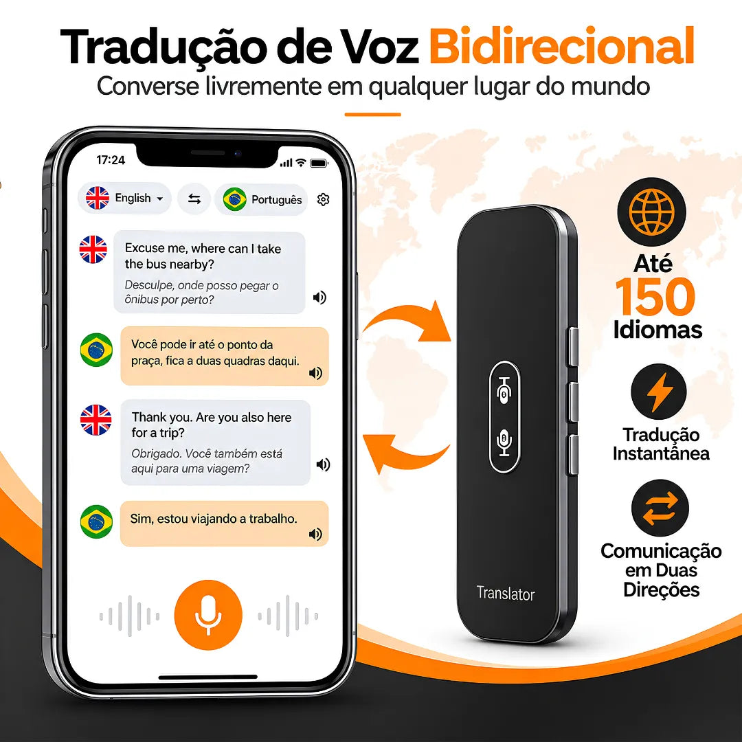 Tradutor de Idiomas Portátil G6X com Tradução de Voz Bidirecional em Até 150 Idiomas | Innova Fácil