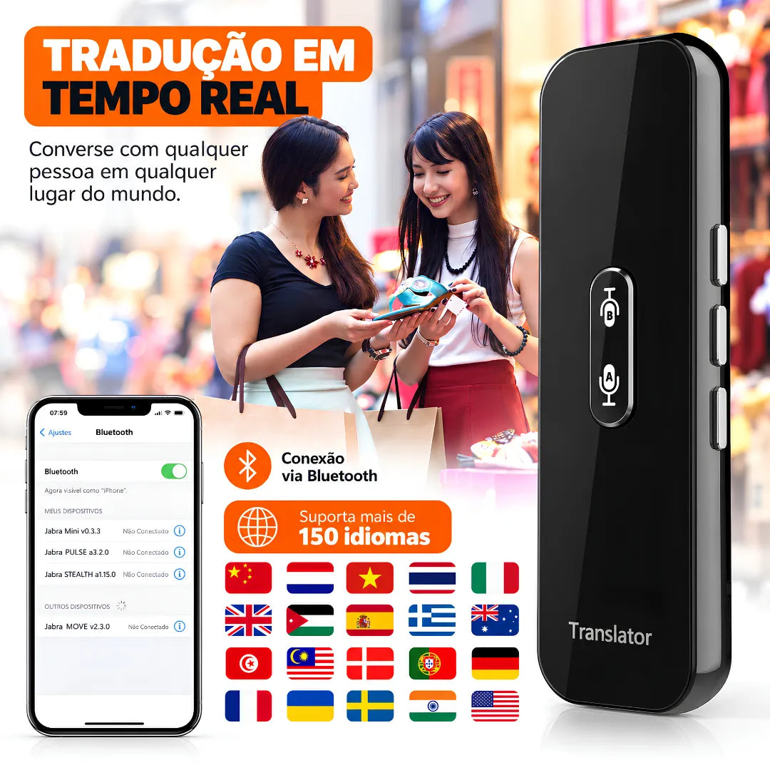 Tradutor de Idiomas Portátil G6X com Tradução de Voz Bidirecional em Até 150 Idiomas | Innova Fácil