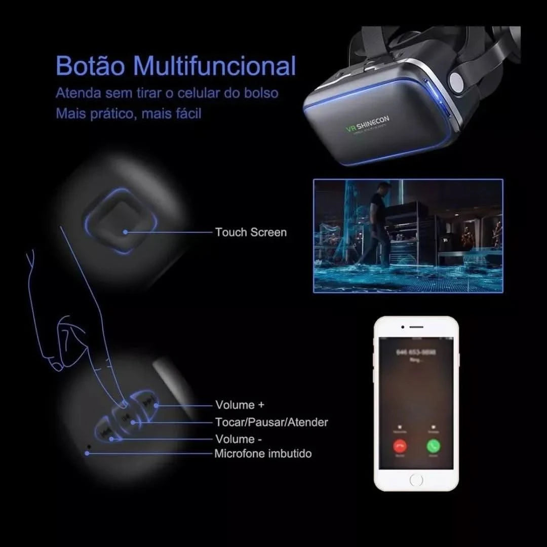 Óculos VR IMXA 3D – Realidade Virtual com Som Estéreo e Visão 360° | Innova Fácil